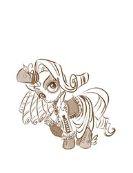 Size: 638x825 | Tagged: safe, artist:bunnimation, rarity, pony, unicorn, classy, clothes, dress, female, hat, mare, monochrome, monocle, photoshop, simple background, solo, steampunk, top hat, white background