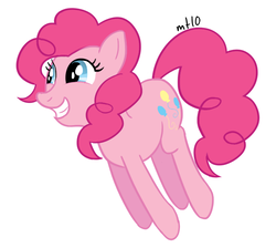 Size: 600x537 | Tagged: safe, artist:empty-10, pinkie pie, earth pony, pony, g4, cute, female, grin, happy, hop, mare, photoshop, pronking, simple background, smiling, solo, squee, white background