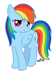 Size: 450x600 | Tagged: safe, artist:empty-10, rainbow dash, pegasus, pony, g4, blushing, female, mare, photoshop, simple background, solo, white background