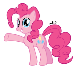 Size: 600x533 | Tagged: safe, artist:empty-10, pinkie pie, earth pony, pony, g4, female, mare, photoshop, raised hoof, simple background, smiling, solo, white background