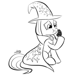 Size: 500x500 | Tagged: safe, artist:empty-10, trixie, pony, unicorn, g4, female, lineart, mare, meme, monochrome, photoshop, pinecone, simple background, solo, trixie eating pinecones