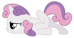 Size: 1200x631 | Tagged: dead source, safe, artist:volmise, sweetie belle, pony, unicorn, g4, adobe imageready, bored, female, filly, photoshop, scootie belle, scooting, simple background, solo, transparent background