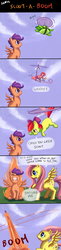Size: 500x2038 | Tagged: dead source, safe, artist:ninjaham, apple bloom, fluttershy, pinkie pie, scootaloo, tank, earth pony, pegasus, pony, g4, acdsee, angry, applecopter, butthurt, comic, everyone but scootaloo can fly, female, filly, fire, flying, mare, pedalcopter, pinkiecopter, rage, scootaloo can't fly, sonic scootaboom, tailcopter