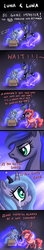 Size: 500x2815 | Tagged: dead source, safe, artist:ninjaham, pinkie pie, princess luna, alicorn, earth pony, pony, g4, acdsee, comic, crying, cute, duality, female, filly, good end, luna drama, mare, pony in a box, s1 luna, self adoption, self ponidox, singing, the fun has been doubled, woona, you gotta share