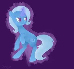 Size: 850x800 | Tagged: safe, artist:sorckylo, trixie, pony, unicorn, g4, abstract background, female, mare, rearing, smiling, solo
