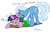Size: 836x536 | Tagged: safe, artist:0r0ch1, trixie, twilight sparkle, pony, unicorn, g4, blanket, blushing, book, bookworm, colored pupils, cute, daaaaaaaaaaaw, diabetes, dialogue, diatrixes, discussion in the comments, drool, duo, eyes closed, featured image, female, heart, hnnng, lesbian, lidded eyes, mare, mouth hold, open mouth, prone, ship:twixie, shipping, simple background, sleeping, snoring, sweet dreams fuel, that pony sure does love books, tucking in, twiabetes, unicorn twilight, white background, zzz