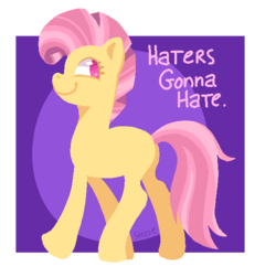 Size: 590x571 | Tagged: safe, artist:steeve, candy mane, earth pony, pony, g4, abstract background, adobe imageready, female, haters gonna hate, mare, meme, simple background, smiling, solo, transparent background