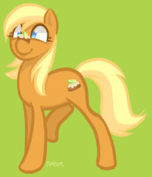 Size: 753x878 | Tagged: safe, artist:steeve, apple cobbler, earth pony, pony, g4, apple family member, female, green background, lime background, mare, simple background, solo