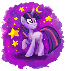 Size: 1016x1104 | Tagged: safe, artist:yukihyo, twilight sparkle, pony, unicorn, g4, female, looking back, mare, raised hoof, simple background, solo, stars, transparent background, unicorn twilight