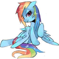 Size: 1045x1038 | Tagged: dead source, safe, artist:suikuzu, rainbow dash, pegasus, pony, g4, adobe imageready, bedroom eyes, cute, dashabetes, female, floppy ears, looking at you, mare, prone, raised hoof, simple background, smiling, solo, spread wings, sultry pose, transparent background, wet, wet mane, wet mane rainbow dash, wings down