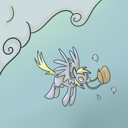 Size: 2000x2000 | Tagged: safe, artist:ponygoggles, derpy hooves, pegasus, pony, g4, female, flying, high res, letter, mail, mailbag, mare, mouth hold, no pupils, solo