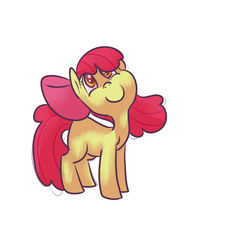 Size: 1000x1000 | Tagged: safe, artist:ponygoggles, apple bloom, earth pony, pony, g4, adorabloom, cute, female, filly, happy, looking up, simple background, solo, white background