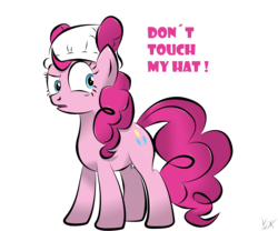 Size: 2352x1960 | Tagged: safe, artist:v-d-k, pinkie pie, earth pony, pony, g4, diaper, diaper on head, female, hat, mare, photoshop, simple background, solo, transparent background