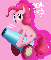Size: 713x839 | Tagged: safe, artist:musapan, pinkie pie, earth pony, pony, g4, female, mare, party cannon, simple background, solo