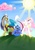 Size: 1000x1417 | Tagged: dead source, safe, artist:iopichio, discord, princess celestia, princess luna, alicorn, draconequus, pony, g4, cute, discute, eye contact, female, filly, floppy ears, foal, frown, glare, mare, photoshop, pink-mane celestia, prone, smiling, smirk, sun, trio, woona, young celestia, young discord, young luna, younger