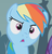 Size: 244x255 | Tagged: safe, screencap, rainbow dash, rarity, pegasus, pony, g4, season 1, swarm of the century, :o, confused, cropped, cute, dashabetes, female, mare, offscreen character, open mouth, rainbow dash is best facemaker, raised eyebrow, reaction image, solo, stare