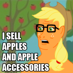 Size: 251x250 | Tagged: safe, artist:lenoodles, applejack, apple, apples and apple accessories, artifact, crossover, cursed image, female, hank hill, king of the hill, meme, parody, ponified meme, repdigit milestone, solo, that pony sure does love apples