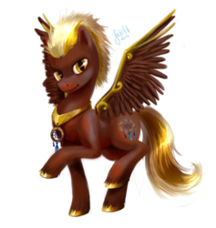 Size: 893x941 | Tagged: safe, artist:enigmatia, oc, oc only, oc:dream weaver, pegasus, pony, commission, dreamcatcher, looking at you, male, necklace, raised hoof, raised leg, signature, simple background, smiling, smirk, solo, spread wings, stallion, transparent background