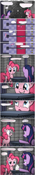 Size: 1300x6451 | Tagged: safe, artist:photonicsoup, pinkie pie, twilight sparkle, g4, comic, door, ruse, science, vault