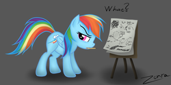 Size: 900x450 | Tagged: safe, artist:zonra, rainbow dash, pony, g4, female, pencil, planning, solo