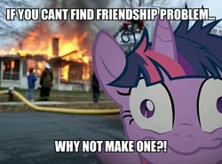 Size: 586x434 | Tagged: safe, twilight sparkle, pony, g4, disaster girl, fire, image macro, irl, meme, photo, ponies in real life, vector