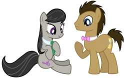 Size: 2400x1500 | Tagged: safe, artist:theevilflashanimator, doctor whooves, octavia melody, time turner, earth pony, pony, g4, accessory swap, doctavia, female, male, mare, shipping, simple background, stallion, straight, transparent background