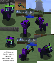 Size: 1055x1216 | Tagged: safe, artist:jovey4, oc, oc only, oc:nyx, fanfic:past sins, filly, game screencap, minecraft, pickaxe, skin