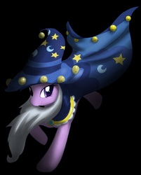 Size: 803x1000 | Tagged: safe, artist:mirapony, star swirl the bearded, twilight sparkle, pony, g4, beard, clothes, costume, female, hat, solo