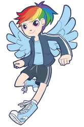 Size: 529x800 | Tagged: safe, artist:cubewatermelon, rainbow dash, human, g4, clothes, converse, female, humanized, shoes, simple background, solo, white background, winged humanization