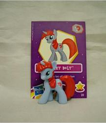 Size: 269x312 | Tagged: safe, magnet bolt, pony, g4, official, blind bag, collector card, irl, photo, solo, toy, wave 6
