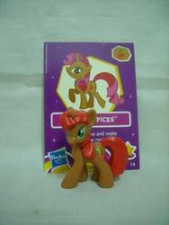 Size: 233x310 | Tagged: safe, cherry spices, pony, g4, official, blind bag, collector card, irl, photo, solo, toy