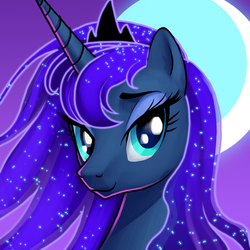 Size: 800x800 | Tagged: safe, artist:pinkuh, princess luna, alicorn, pony, g4, beautiful, bust, female, looking at you, mare, portrait, solo
