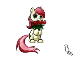 Size: 1024x768 | Tagged: safe, artist:ravenousdrake, roseluck, earth pony, pony, g4, female, flower, rose, simple background, solo, white background