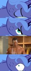 Size: 800x1830 | Tagged: safe, princess luna, pony, g4, bed meme, exploitable meme, johnny curtis, meme, milk, waking up, wwe