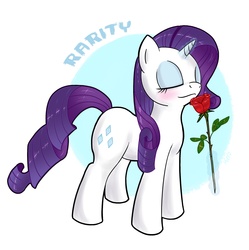 Size: 2812x2827 | Tagged: safe, artist:hieronymuswhite, rarity, pony, unicorn, g4, eyes closed, female, flower, high res, rose, smelling, solo