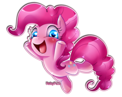 Size: 900x720 | Tagged: safe, artist:rubypm, pinkie pie, g4, blushing, leap, smiling