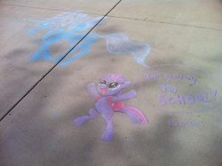 Size: 640x478 | Tagged: safe, twilight sparkle, g4, chalk drawing, irl, text