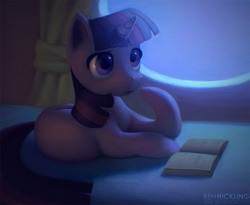 Size: 759x623 | Tagged: safe, artist:benhickling, twilight sparkle, pony, g4, book, female, solo