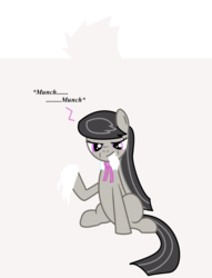 Size: 900x1177 | Tagged: safe, artist:dazed-and-wandering, octavia melody, earth pony, pony, g4, chewing the scenery, female, fourth wall, nom, solo