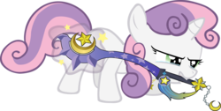 Size: 4730x2382 | Tagged: dead source, safe, artist:agryx, sweetie belle, pony, unicorn, g4, crying, disney, female, keyblade, kingdom hearts, simple background, solo, star seeker, transparent background