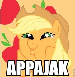 Size: 426x441 | Tagged: safe, applejack, earth pony, pony, g4, appajak, cute, image macro, squishy