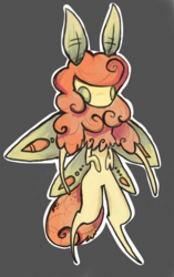 Size: 420x670 | Tagged: safe, artist:sparkdust, carrot top, golden harvest, moth, mothpony, original species, g4, cute, cutie top, mothified, species swap