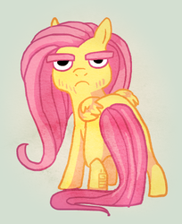 Size: 422x518 | Tagged: safe, artist:griffsnuff, fluttershy, pony, g4, disturbing, flutterguy, looking at you, looking back, manly, rule 63, solo, thick eyebrows, wat