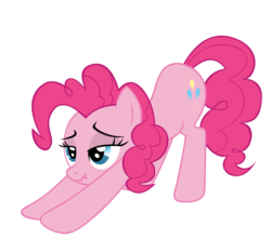 Size: 2000x1856 | Tagged: safe, artist:luckysmores, pinkie pie, earth pony, pony, g4, exploitable meme, female, iwtcird, mare, scrunchy face, simple background, solo, stretching, transparent background