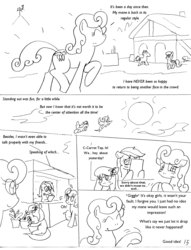 Size: 1012x1327 | Tagged: safe, artist:conner cogwork, artist:terrichance, carrot top, daisy, flower wishes, golden harvest, lily, lily valley, roseluck, earth pony, pony, comic:the mane attraction (conner cogwork), g4, comic