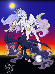 Size: 1624x2170 | Tagged: safe, artist:soranoryu, princess celestia, princess luna, g4