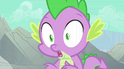 Size: 500x281 | Tagged: safe, screencap, spike, dragon, a dog and pony show, g4, animated, cute, gif, hungry, licking, licking lips, looking at you, male, open mouth, reaction image, salivating, solo, spikabetes, tongue out