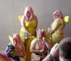 Size: 635x544 | Tagged: safe, fluttershy, spike, human, g4, baby, chubby, cosplay, crying, fat, fattershy, irl, irl human, photo