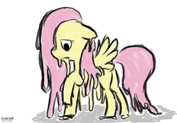 Size: 1057x737 | Tagged: safe, artist:trinosan, fluttershy, pegasus, pony, g4, butt, melting, plot, solo