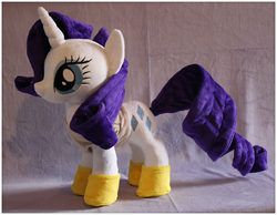 Size: 900x699 | Tagged: safe, artist:mamaapple, rarity, pony, g4, winter wrap up, irl, photo, plushie, solo